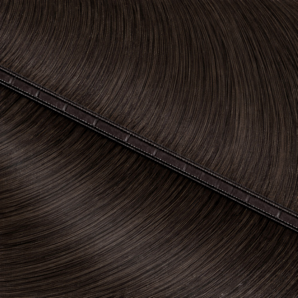 Close-up of cooler dark brown hair texture